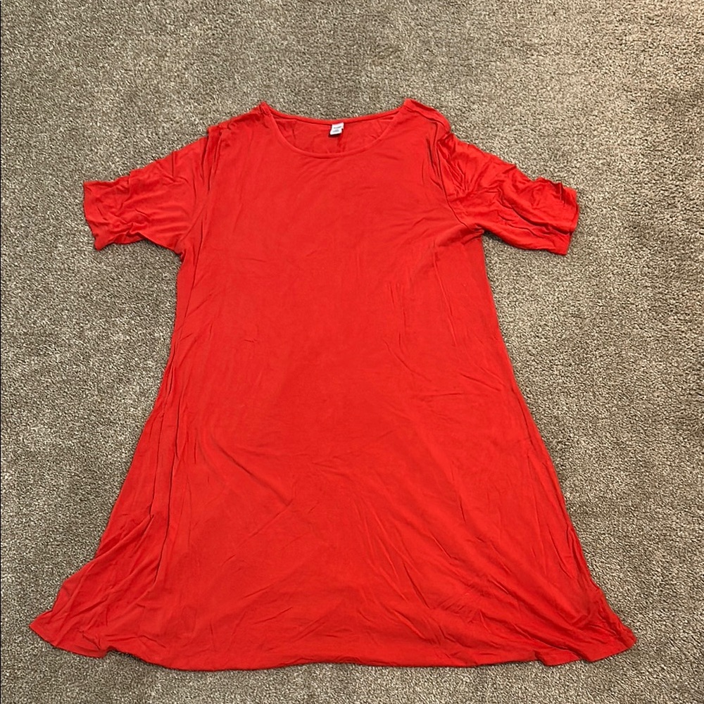 Old Navy Red Puff Sleeve A-Line Dress